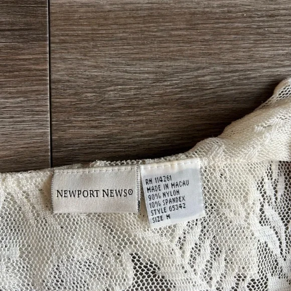 Newport News Cream Lace Ruffle Blouse - Picture 8 of 8